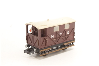 Brake van, diagram 20 in North Staffordshire Railway brown - scratch-built model on Peco chassis