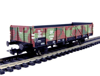 Type Linz 2 axle open wagon of the German DRG in military camouflage livery - Epoch II