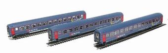 Epoch V set of 3 "sleeperette" coaches of the Swiss SBB in blue/violet livery