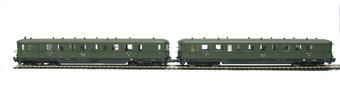 Diesel-Electric railcar set VT137 210 & VS145 140 of the German DR in green livery with eagle logo Epoch II 