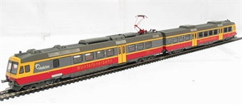 Electric local passenger train "Montafonerbahn" of the Austrian railways in red, yellow & grey Epoch 5