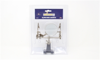 Magnifying glass with 'helping hands'