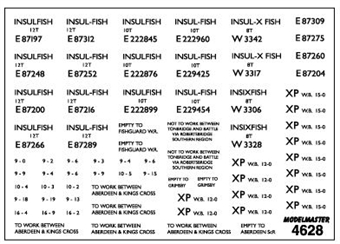 Wagon number and lettering transfer set for BR insulated fish vans