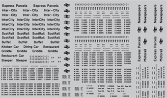 Coaching stock number and lettering transfer set for BR diesel era - black