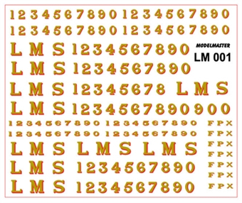 LMS number and lettering transfer set for locomotives - 1928 style yellow