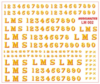 LMS number and lettering transfer set for locomotives - 1928 style gold