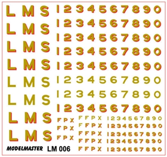 LMS number and lettering transfer set for locomotives - 1936 style