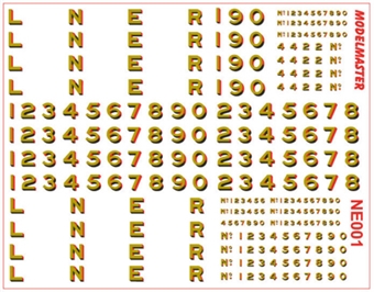 LNER number and lettering transfer set for locomotives - gold