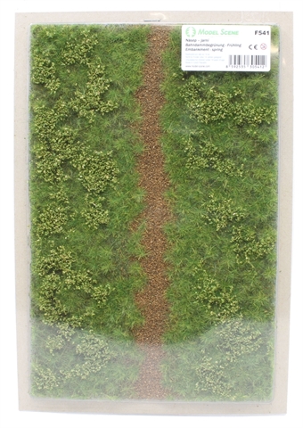 Premium grass mat - trackside embankment - spring - 280mm x 180mm