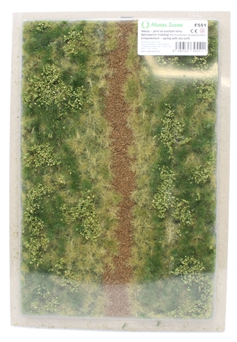 Premium grass mat - trackside embankment - spring with tufts - 280mm x 180mm