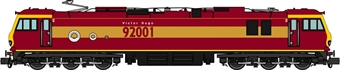 Class 92 92001 "Victor Hugo" in EWS maroon and gold