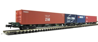 Pair of 2 Freightliner FEAB spine wagons with containers.