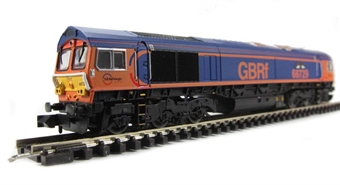 Class 66 diesel 66729 in GBRF Europorte livery "Derby County"