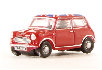 Austin Mini in Tartan Red with Union Jack roof