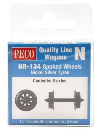 Spoked wheels (suitable for both OO9 & N gauge rolling stock) - Pack of 8