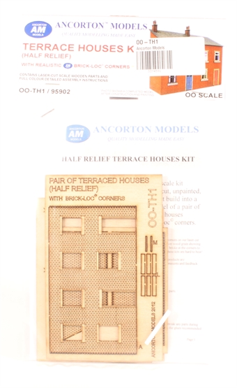 Terraced houses - low relief - laser-cut wooden kit