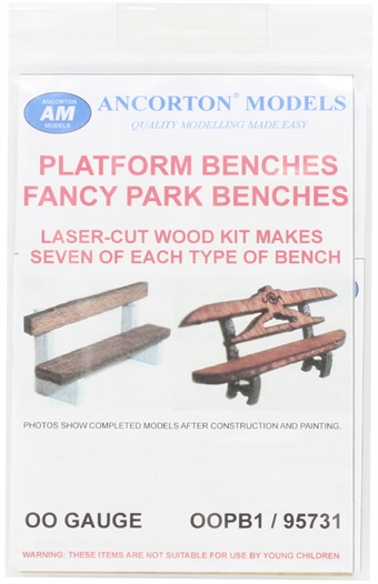 Park and platform benches - pack of fourteen- laser cut wood kit