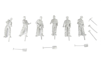 Workmen with Tools (cast white metal) x 6