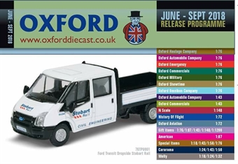 Oxford Diecast 48-page A6 catalogue - June 2018 to September 2018. Includes OO, N & O gauge items