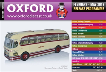 Oxford Diecast 48-page A6 catalogue - February 2019 to May 2019. Includes OO, N & O gauge items
