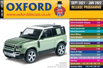 Oxford Diecast 48-page A6 catalogue - September 2021 to January 2022. Includes OO, N, HO & O gauge items