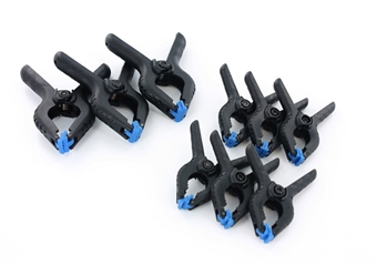 9 x Nylon hobby clamps with swivel tips (6 x 50mm & 3 x 75mm)