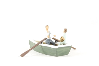 Rowing boat with sailors