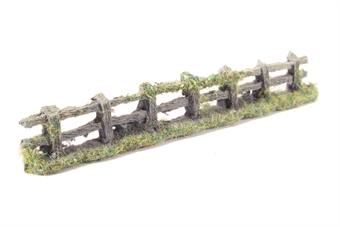 Rustic weathered wooden fence with foliage - 150mm
