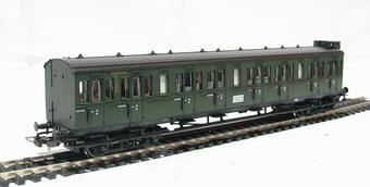 Class B4 2nd class coach with brakesman cabin of the German DB in green livery Epoch III 