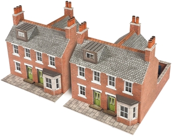 Terraced houses - red brick - card kit
