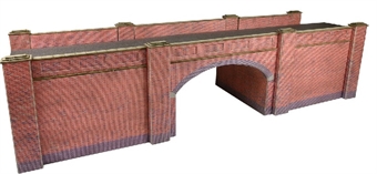 Double-track railway overbridge - red brick - card kit