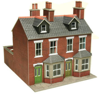 Pair of red brick terraced houses - card kit