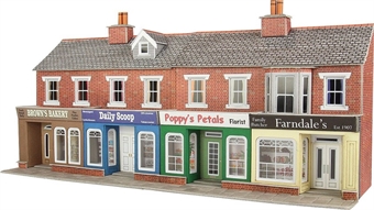 Terraced shop fronts - red brick - card kit