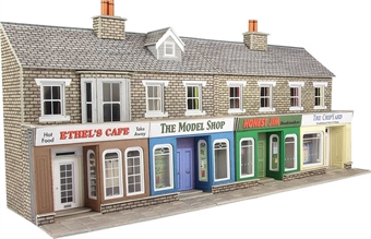 Terraced shop fronts - stone - card kit