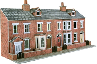 Low relief terrace house fronts - red brick - card kit