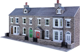 Low relief terrace house fronts - stone - card kit
