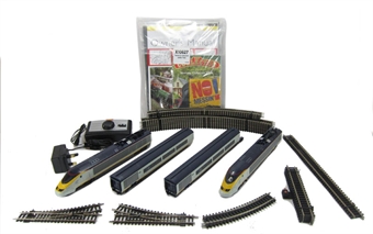 Eurostar complete train set with power car, dummy, 2 coaches & track