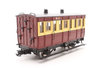 Isle of Man 3rd Class 4-Wheel Coach in Maroon & Cream