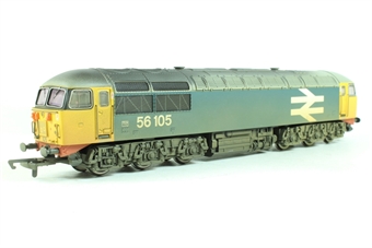 Class 56 56105 in BR blue with large logo (weathered)