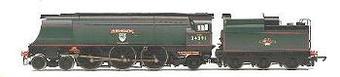 West Country class 4-6-2 "Weymouth" 34091 in BR green with late emblem
