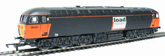 Class 56 56107 in Loadhaul black & orange