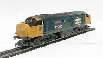 Class 37 37260 "Radio Highland" in BR large logo blue with highland stag (weathered)