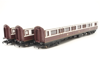 3 x Ex-LMS Coaches 460, 461 and 142 in Caledonian Railways Livery - separated from train pack