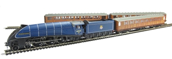 'Rare Bird' train pack with A4 60024 'Kingfisher' in ex-LNER BR blue and 3 Teak ex-LNER coaches - B J Freeman Collection