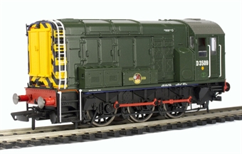 Class 08 Shunter D3509 in BR early green with wasp stripes