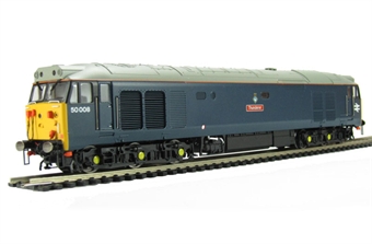 Class 50 50008 "Thunderer" in Laira Blue livery.
