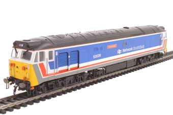 Class 50 50026 "Indomitable" in original Network SouthEast livery