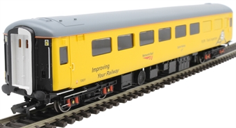 Mk2F test train plain line recognition vehicle 72631 in Network Rail yellow