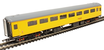 Mk2F TSO structure gauging train support coach 72630 in Network Rail yellow