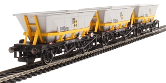 HAA MGR hopper wagons in Railfreight Coal sector grey with yellow cradle - pack of three - 354496, 354497, 354499
